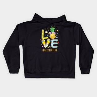 Love lunchlady Life Pineapple Sunglasses Flip Flop Kids Hoodie